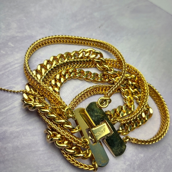 Monet Gold Tone Multi Chain Bracelet